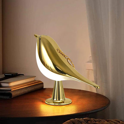 Modern trä LED bordslampa fågeldesign | Veska Guld