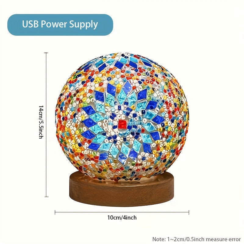 Mosaikglasboll bordslampa med träbas - Turkisk marockansk inspirerad | Veska
