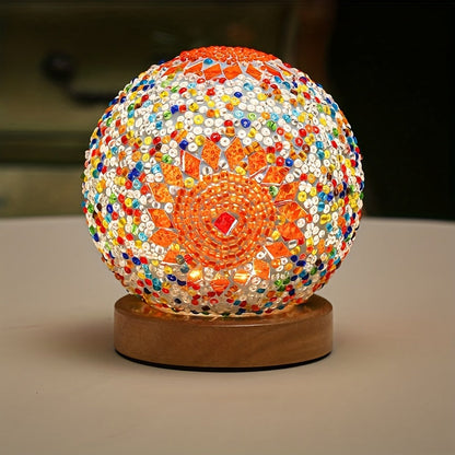 Mosaikglasboll bordslampa med träbas - Turkisk marockansk inspirerad | Veska