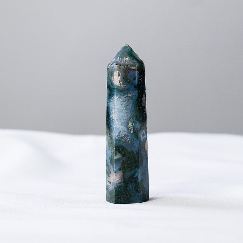 Moss Agate Point Tower Crystal | Veska