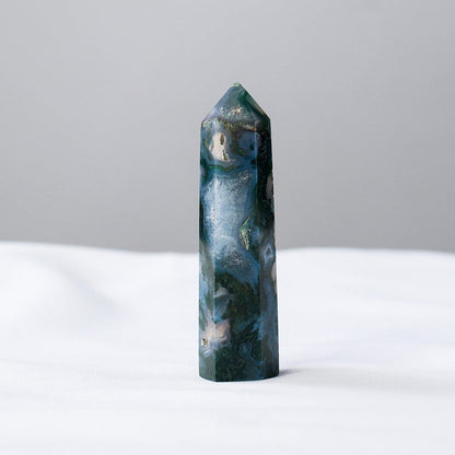 Moss Agate Point Tower Crystal | Veska
