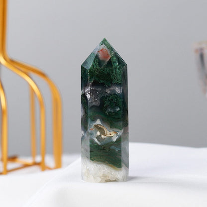 Moss Agate Point Tower Crystal | Veska