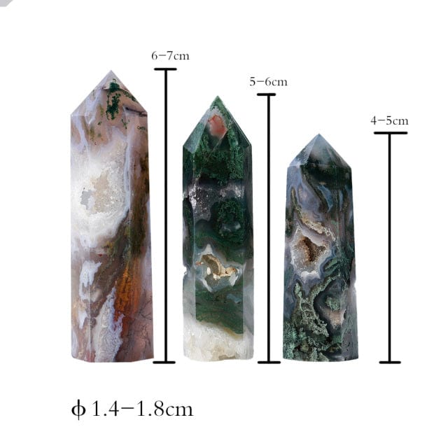 Moss Agate Point Tower Crystal | Veska 6-7cm 2.4''-2.7''