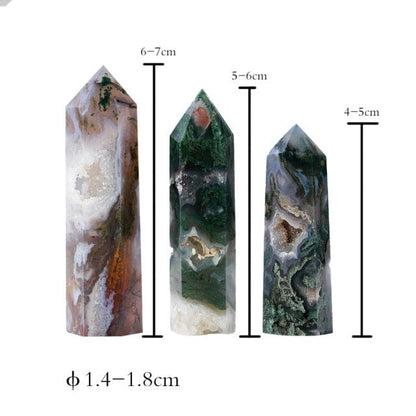 Moss Agate Point Tower Crystal | Veska 6-7cm 2.4''-2.7''