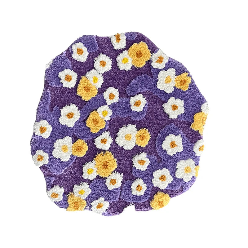 Moss Flower Plysch Rund Matta | Veska Lila Dia. 100cm Polyester