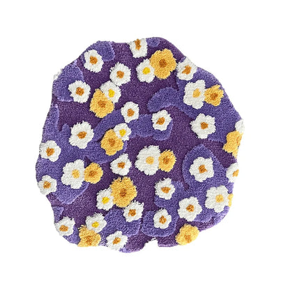 Moss Flower Plysch Rund Matta | Veska Lila Dia. 100cm Polyester