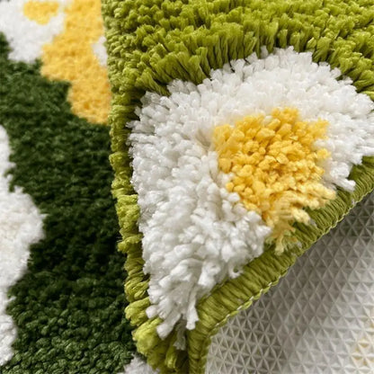 Moss Flower Plysch Rund Matta | Veska