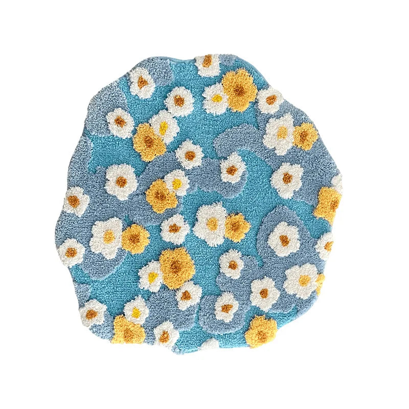 Moss Flower Plysch Rund Matta | Veska