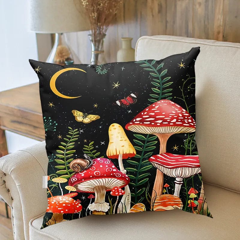 Mystic Mushrooms Kuddöverdrag | Veska Svart