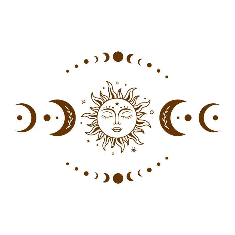 Mystiska Sol- och Månstickers | Veska Brun