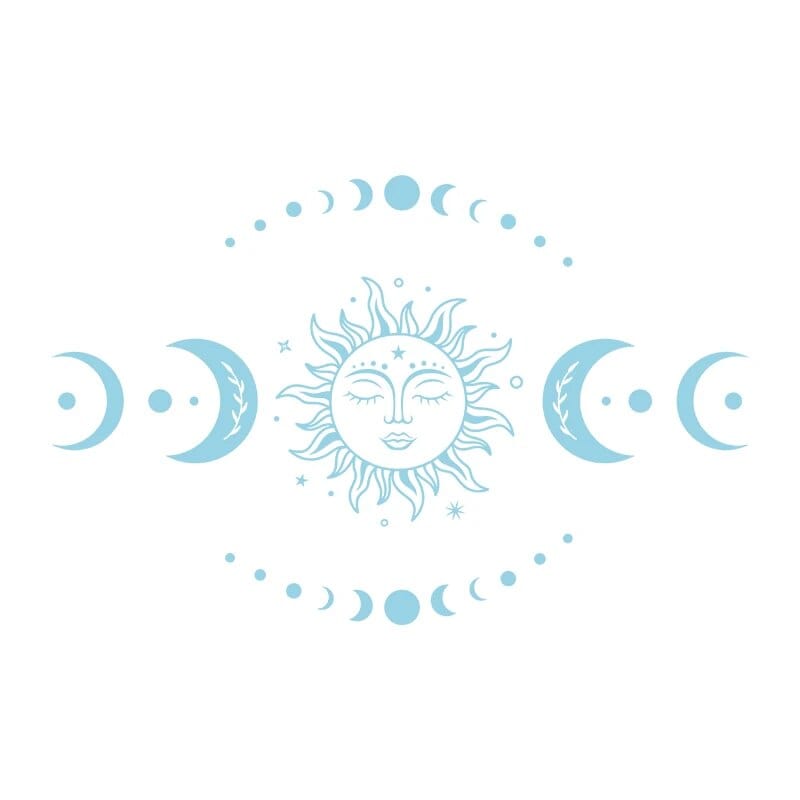 Mystiska Sol- och Månstickers | Veska Himmelsblå