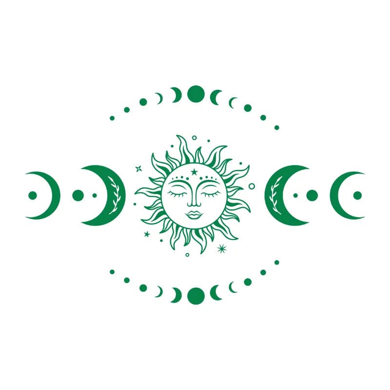 Mystiska Sol- och Månstickers | Veska Mörkgrön