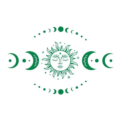 Mystiska Sol- och Månstickers | Veska Mörkgrön
