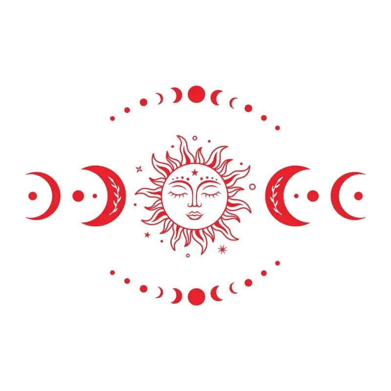 Mystiska Sol- och Månstickers | Veska Röd