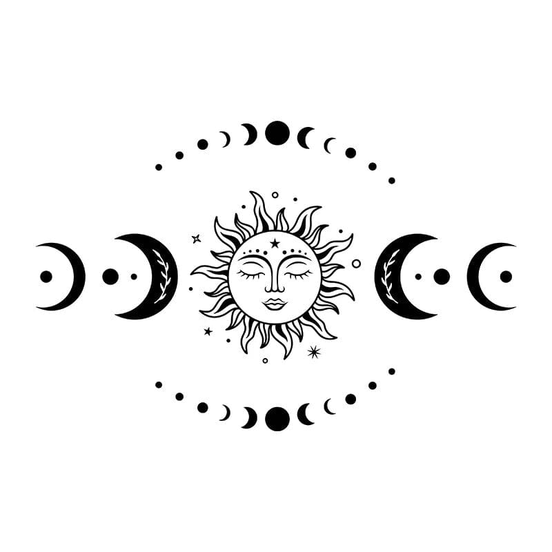 Mystiska Sol- och Månstickers | Veska Svart