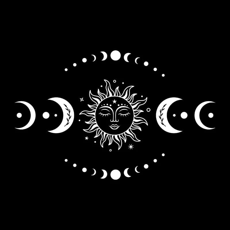 Mystiska Sol- och Månstickers | Veska Vit