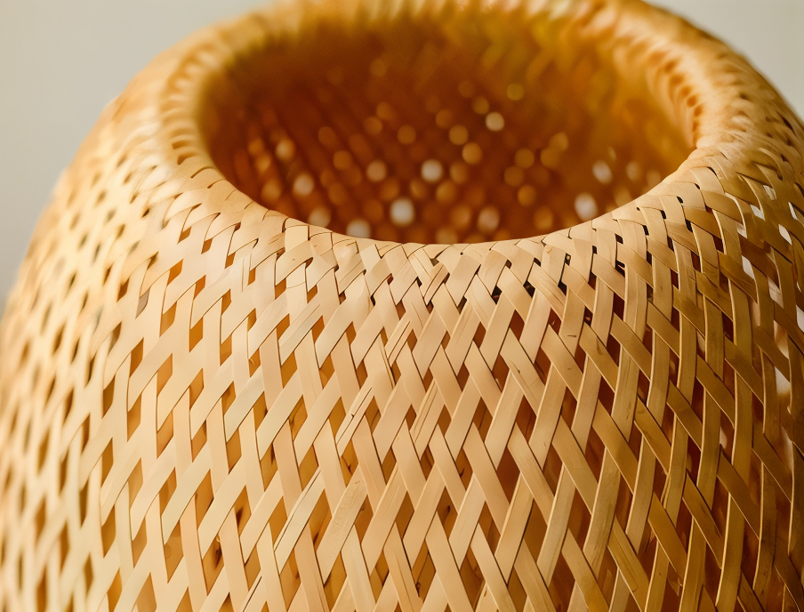 NatureHue – Vintage Bambu Bordslampa – Kreativ Vevad Rattanställningsljus | Veska