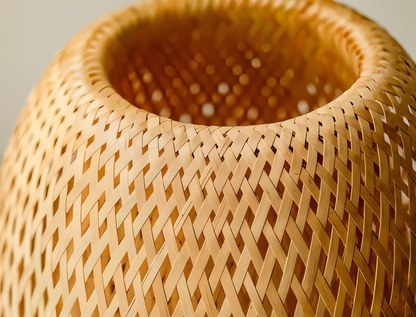 NatureHue – Vintage Bambu Bordslampa – Kreativ Vevad Rattanställningsljus | Veska