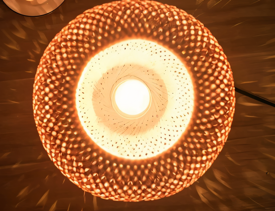 NatureHue – Vintage Bambu Bordslampa – Kreativ Vevad Rattanställningsljus | Veska