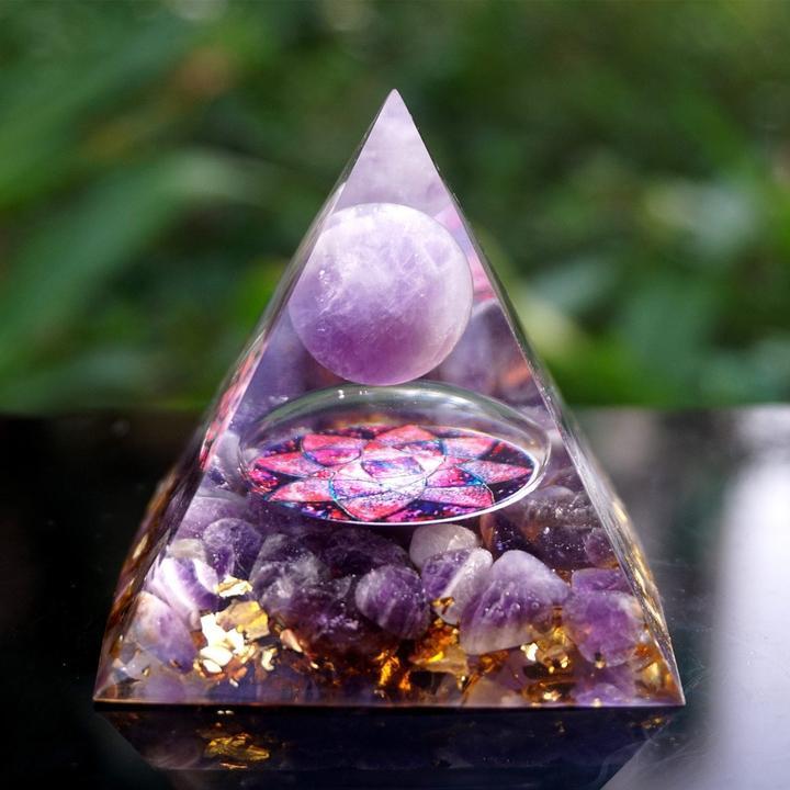 Naturlig ametist orgonitpyramid | Veska