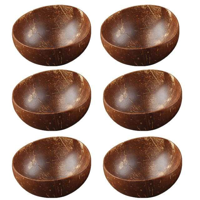 Naturlig kokosnöts träskål | Veska 6 Skålar