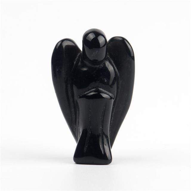Naturlig Kristall Skyddsängel Skulptur | Veska Svart obsidian