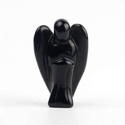 Naturlig Kristall Skyddsängel Skulptur | Veska Svart obsidian