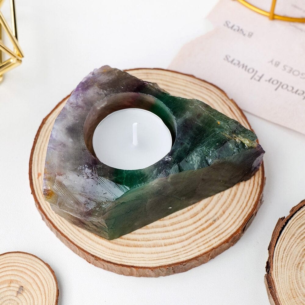 Naturlig Sten Ljusställ | Veska Färgglad fluorite