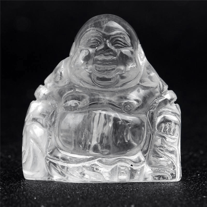 Naturlig Sten Snidad Buddha Figurine | Veska Klar kristall