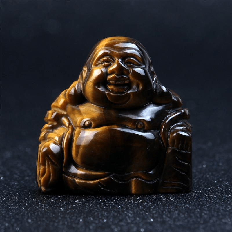 Naturlig Sten Snidad Buddha Figurine | Veska Tiger eye