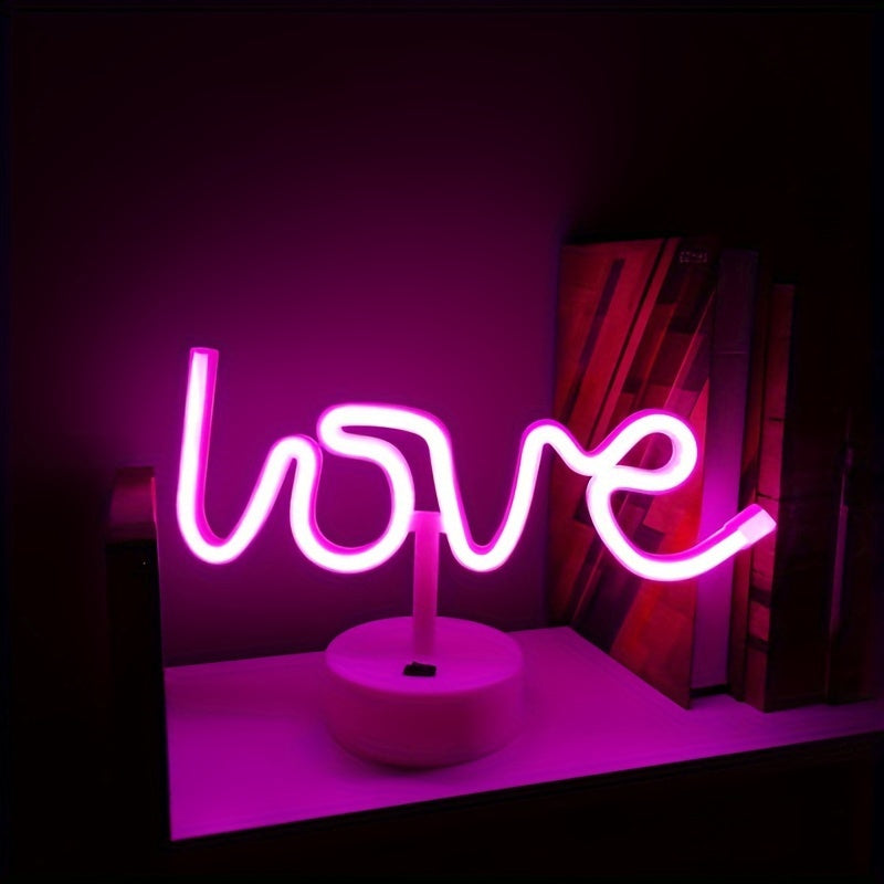 NeonLove Lampa – Belyst Neon Bordslampa för Fester Veska