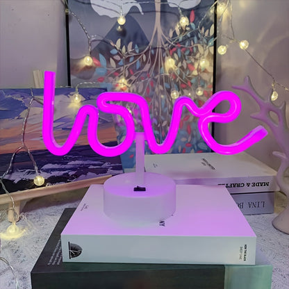 NeonLove Lampa – Belyst Neon Bordslampa för Fester Veska