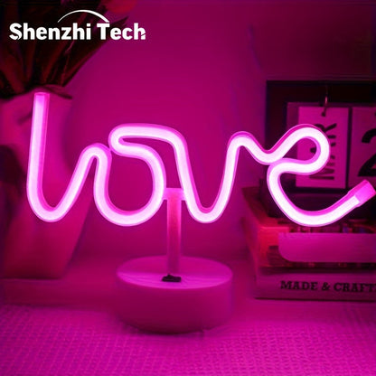 NeonLove Lampa – Belyst Neon Bordslampa för Fester Veska