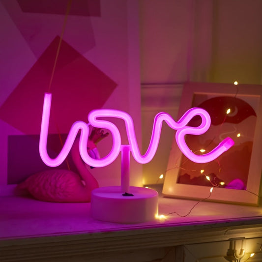 NeonLove Lampa – Belyst Neon Bordslampa för Fester Veska