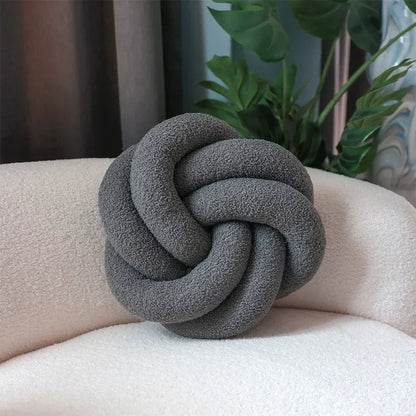 Nordic Cotton Boucle Knot Pillow | Veska Grå