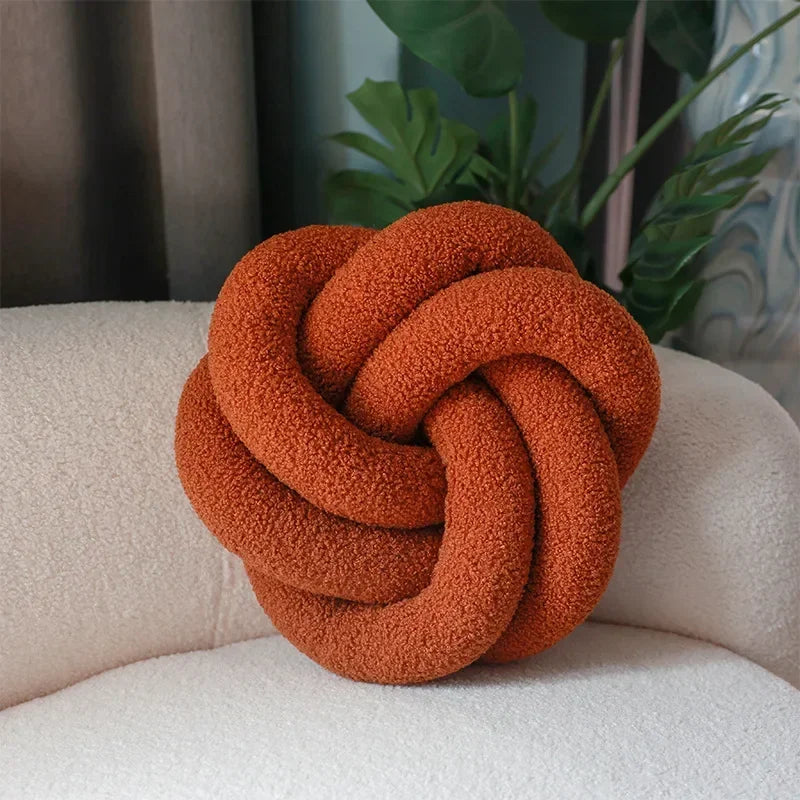Nordic Cotton Boucle Knot Pillow | Veska Karamell