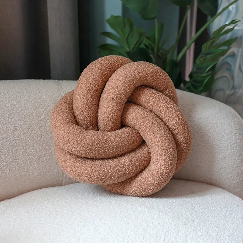 Nordic Cotton Boucle Knot Pillow | Veska Khaki