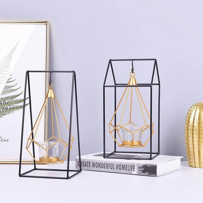 Nordic Gold Geometrisk Metall Candle Holder | Veska