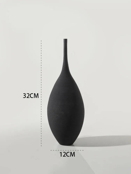 NordicForm Skandinavisk Minimalistisk Keramikvas med Tidlös Elegans | Veska Svart 1