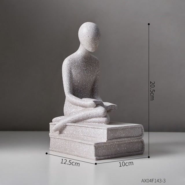 Nordisk Abstrakt Tänkarresin Skulptur | Veska Läsa-grå