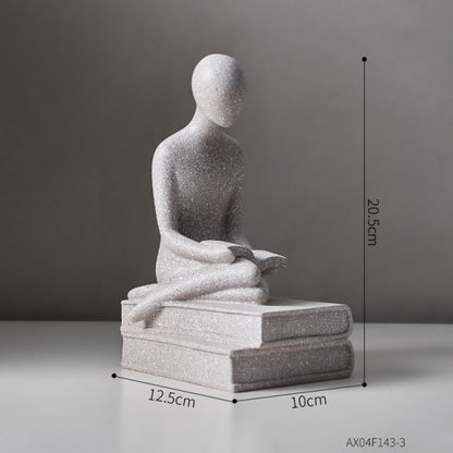 Nordisk Abstrakt Tänkarresin Skulptur | Veska Läsa-grå