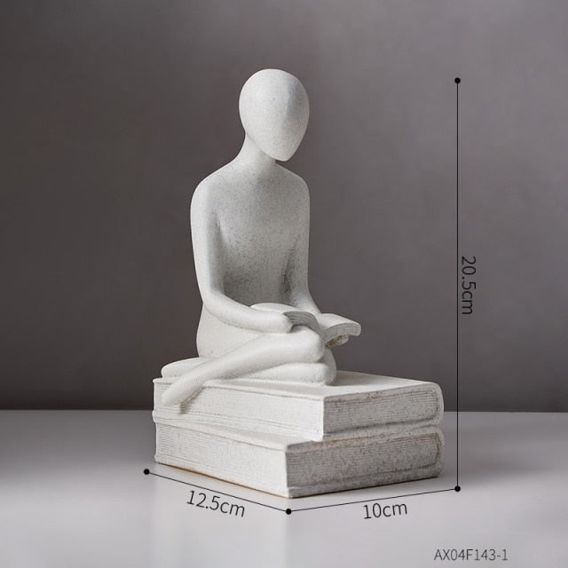 Nordisk Abstrakt Tänkarresin Skulptur | Veska Reading-vit