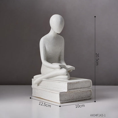 Nordisk Abstrakt Tänkarresin Skulptur | Veska Reading-vit