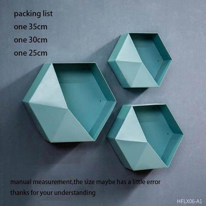 Nordisk Geometrisk Diamant Hyllvägg Vask | Veska Blå 25 30 35CM