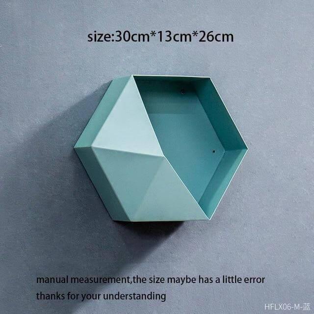 Nordisk Geometrisk Diamant Hyllvägg Vask | Veska Blå 30CM