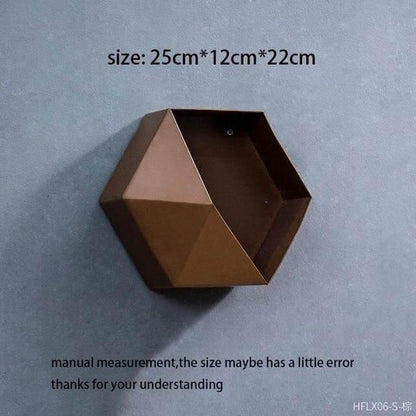 Nordisk Geometrisk Diamant Hyllvägg Vask | Veska Brun 25CM