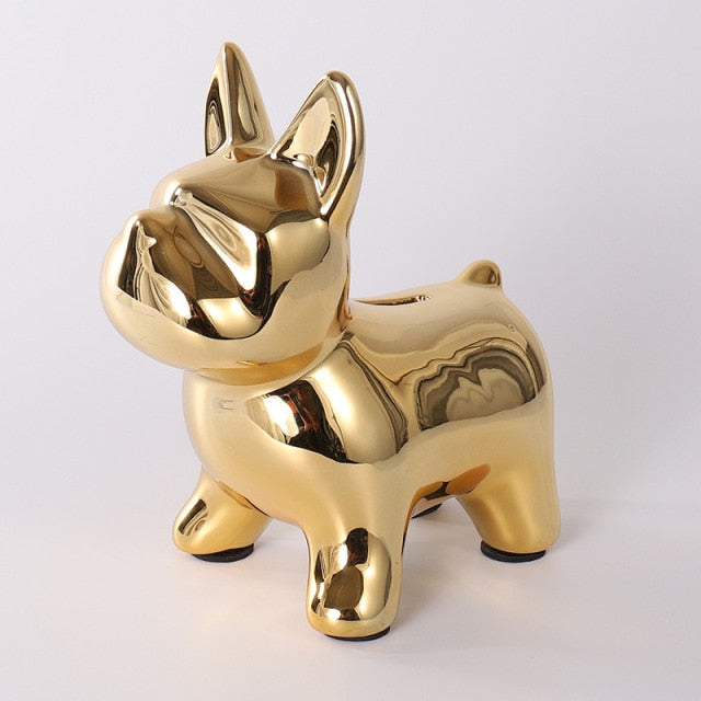 Nordisk Keramisk Bulldog Spargris | Veska Guld