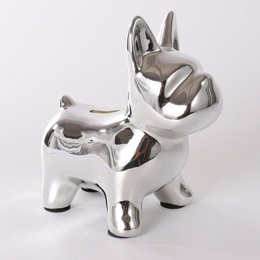 Nordisk Keramisk Bulldog Spargris | Veska Silver