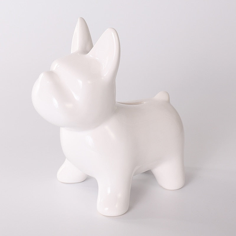 Nordisk Keramisk Bulldog Spargris | Veska Vit