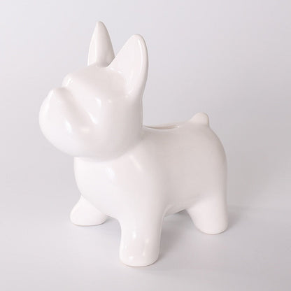 Nordisk Keramisk Bulldog Spargris | Veska Vit